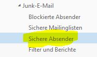 Screenshot Sichere Absender