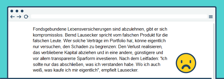 Kommentar fondsgebundene Lebensversicherung sind abzulehnen