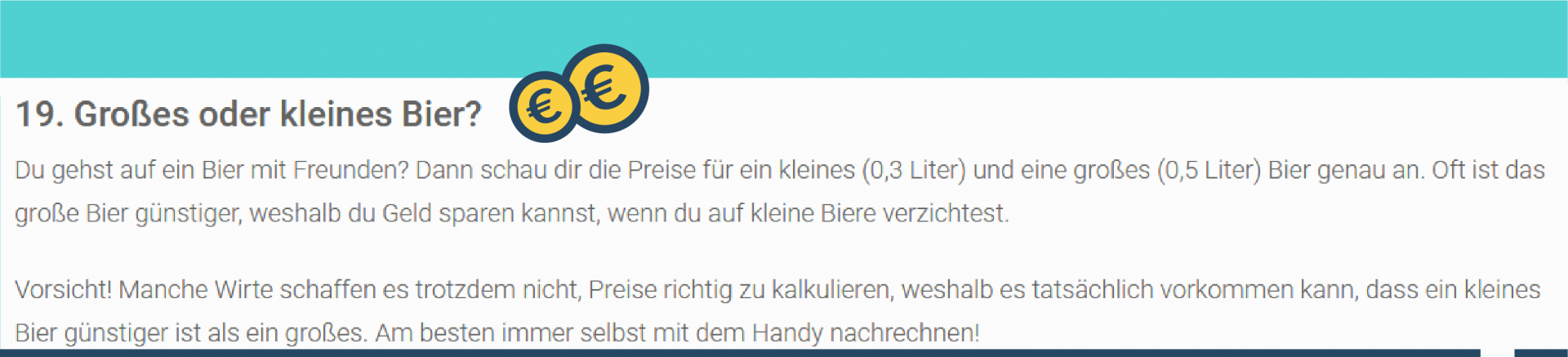 Screenshot Trinken Sparen