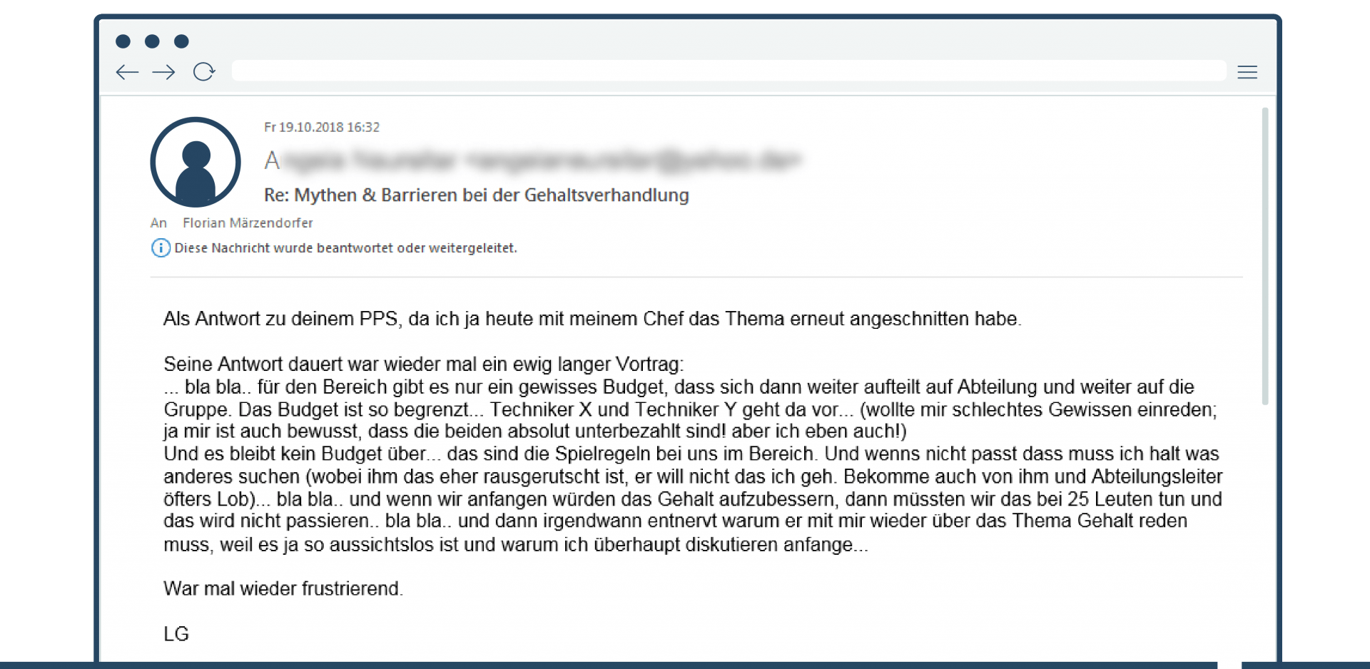 Mail Klientin keine Gehaltserhöhung