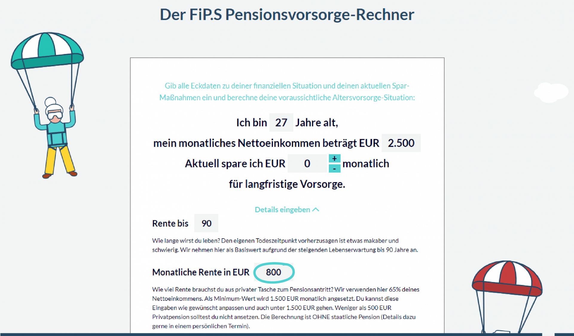 Pensionsrechner Beispiel