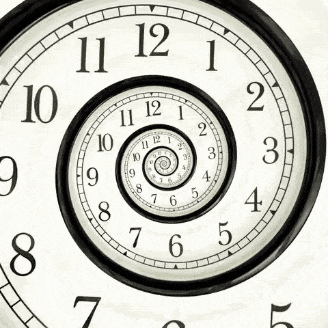 Uhr mit spiralförmiger Zeitanzeige