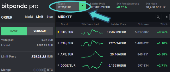 Bitpanda Screenshot Bitcoin kaufen in Österreich