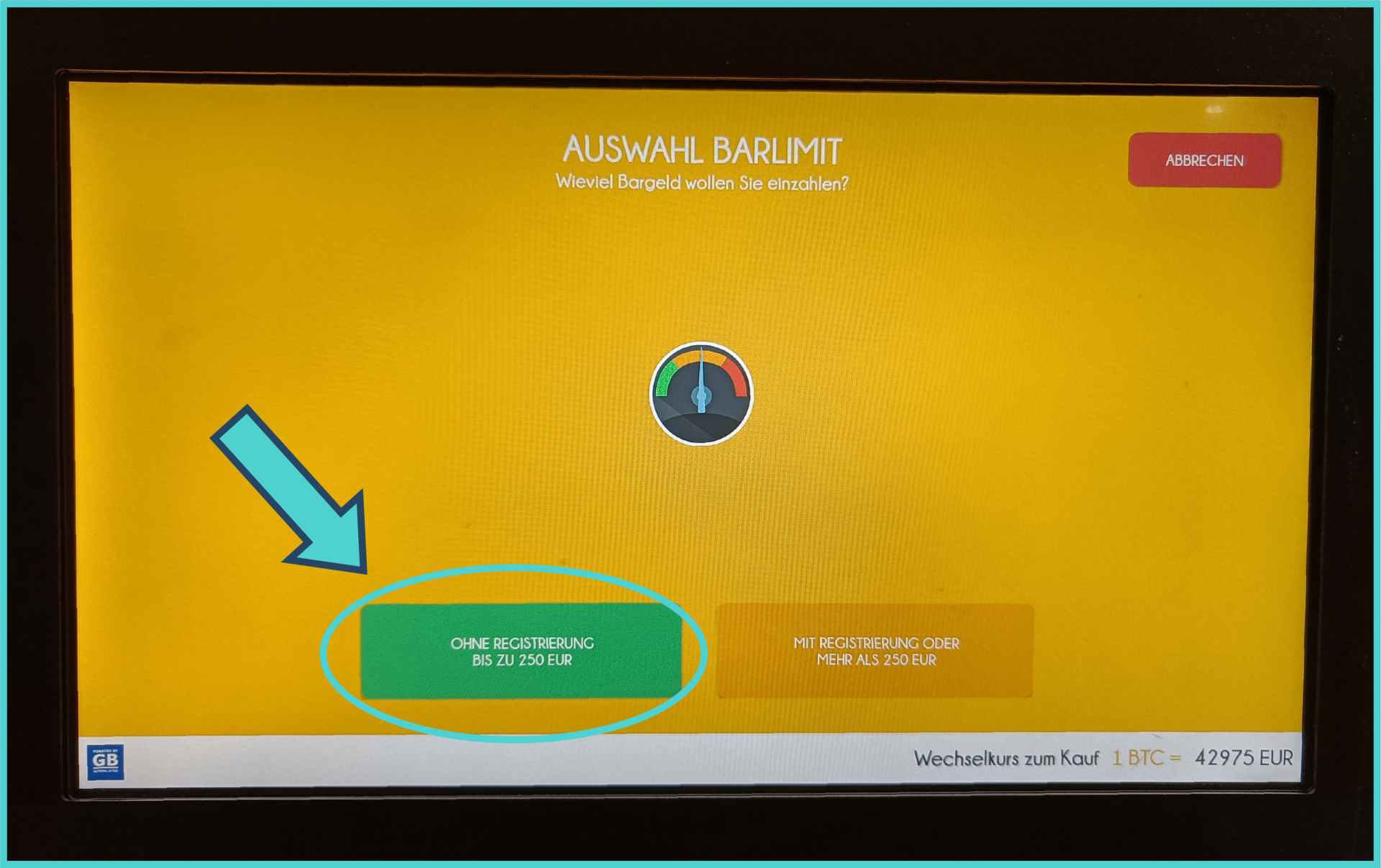 Screenshot ATM Bitcoin kaufen in Österreich