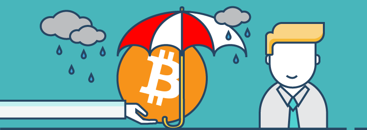 Bitcoin unter Regenschirm