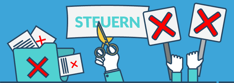 Schere zerschneidet Steurzettel