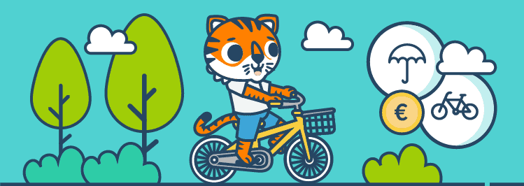 Tiger fährt mit einem Fahrrad